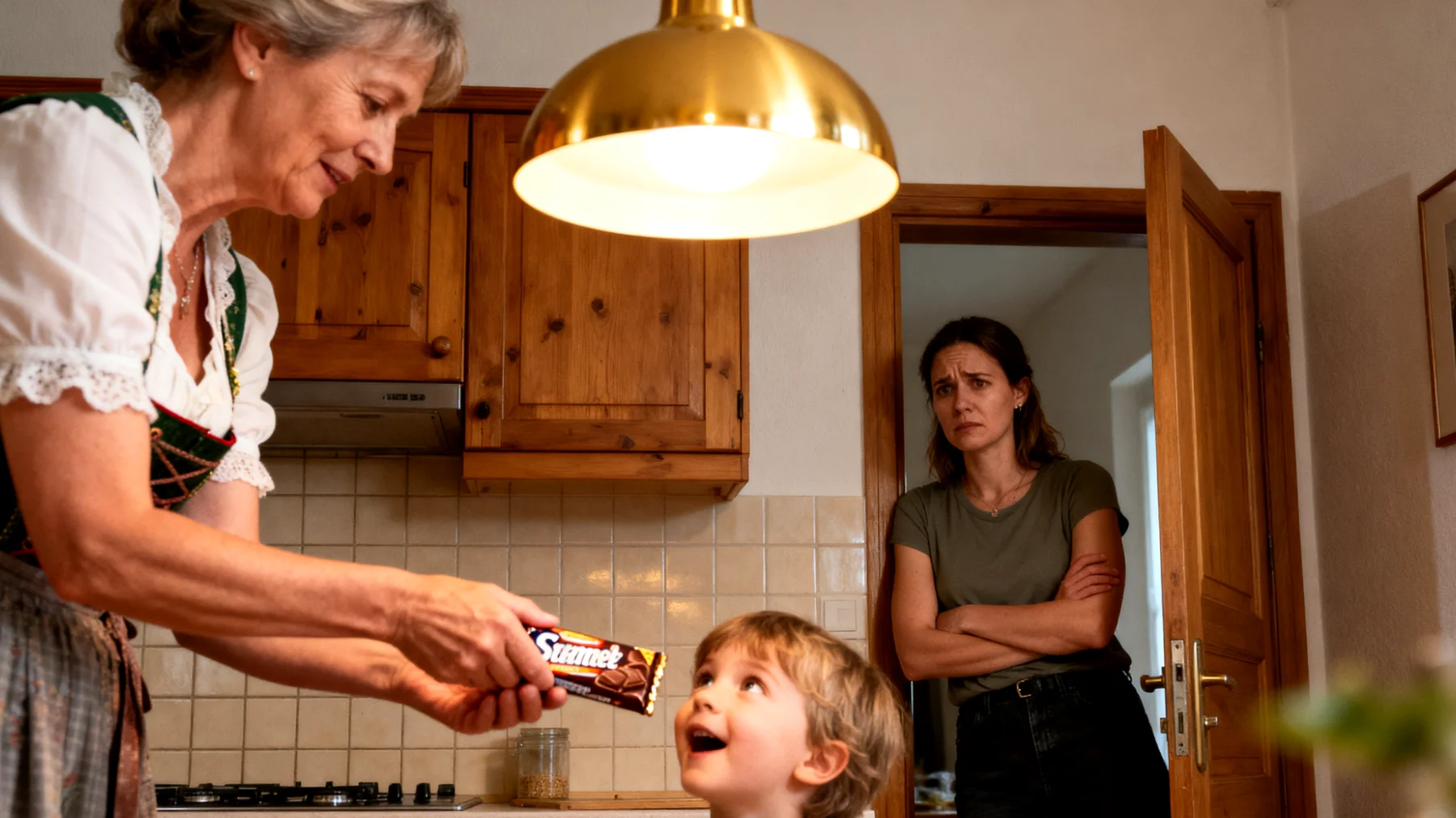 Die Großmutter erlebt zunehmende Spannungen mit anderen Familienmitgliedern – wie Onkeln, Tanten oder den Eltern der Kinder – über ihre Rolle in der Erziehung und Betreuung der Enkelkinder. Unterschiedliche Wertvorstellungen, Erziehungsstile und unausgesprochene Erwartungen führen zu Missverständnissen und Konflikten, die die Beziehung zur Großmutter belasten und die Kinder verunsichern."